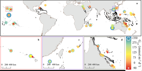 Map of coral reef deposition